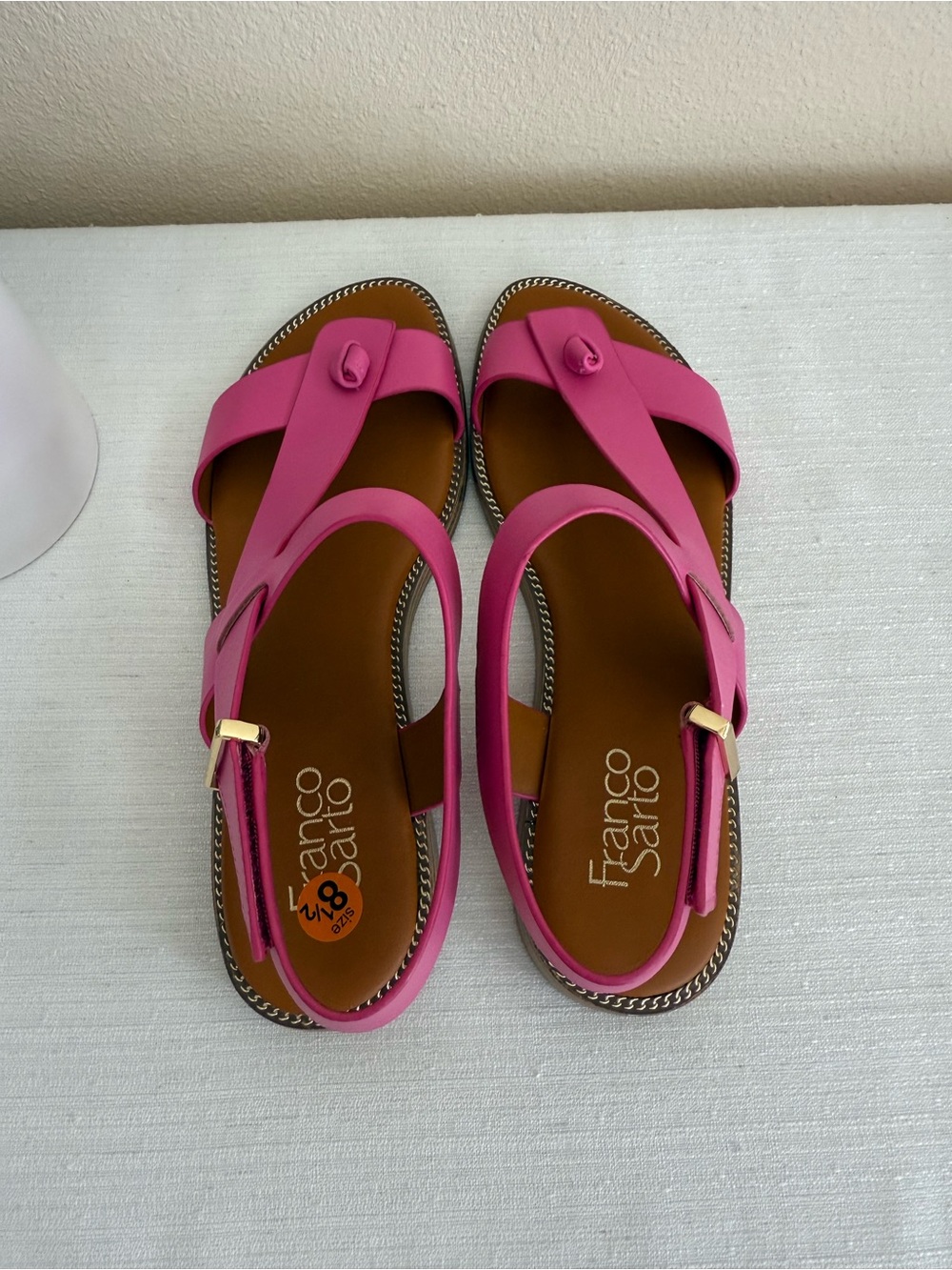 Franco Sarto Hot Pink Strap Leather Sandals - Picture 7 of 10